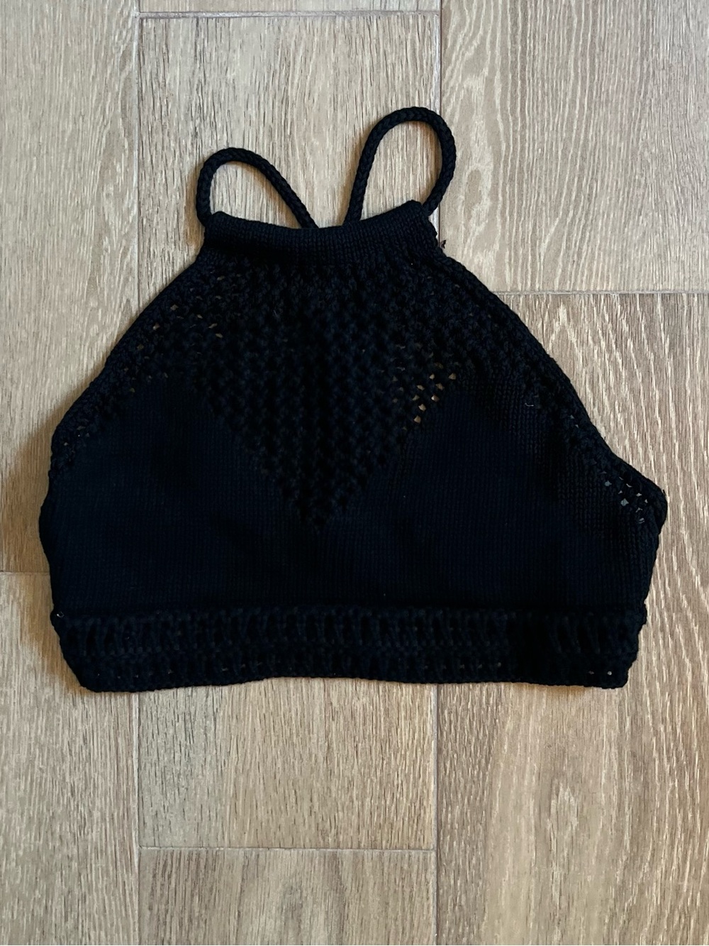 Black Crocheted Halter Bralette NWT